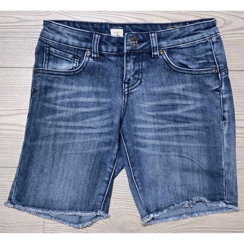 VOLCOM Night Walks Denim Shorts Juniors Size 1 Skinny Bermuda Fit Blue Wash